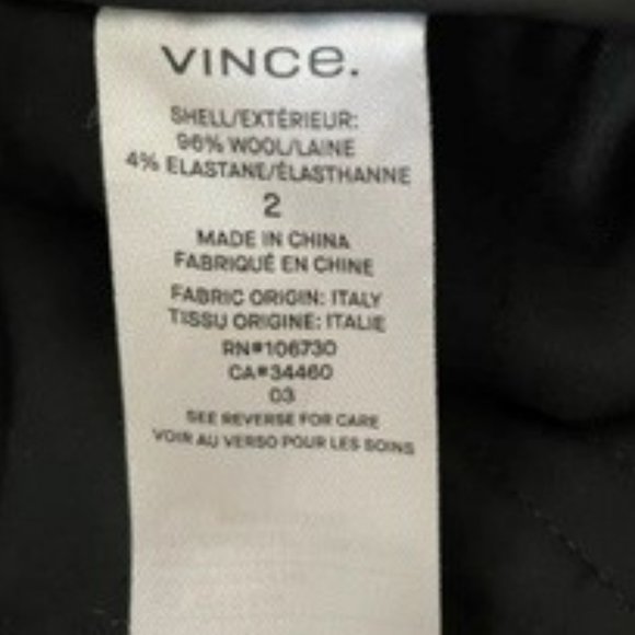 VINCE Side Strapping Pant Stretch Wool Tapered Trousers Size 2 - Picture 2 of 4